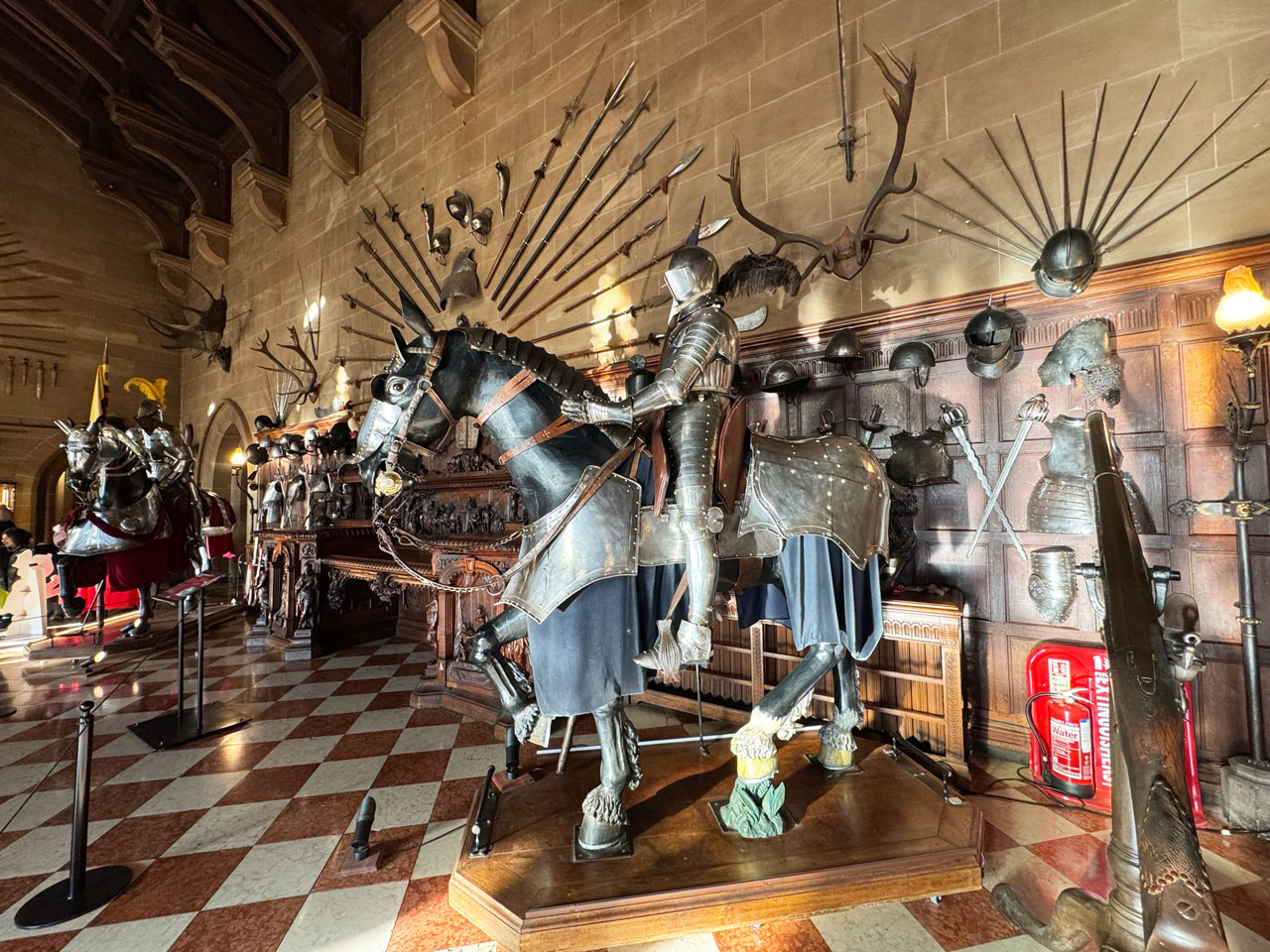 Warwick Castle knight in great hall